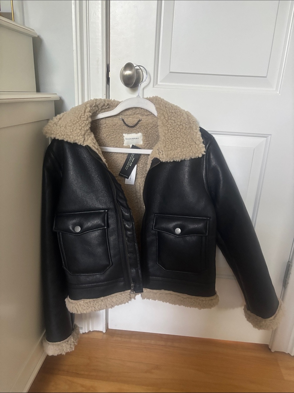 Banana Republic Black Jacket with Cream Sherpa